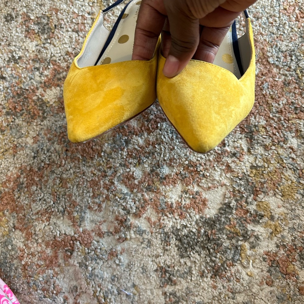 Boden Yellow Heeled Slingbacks with Textured Fabric - Picture 3 of 7